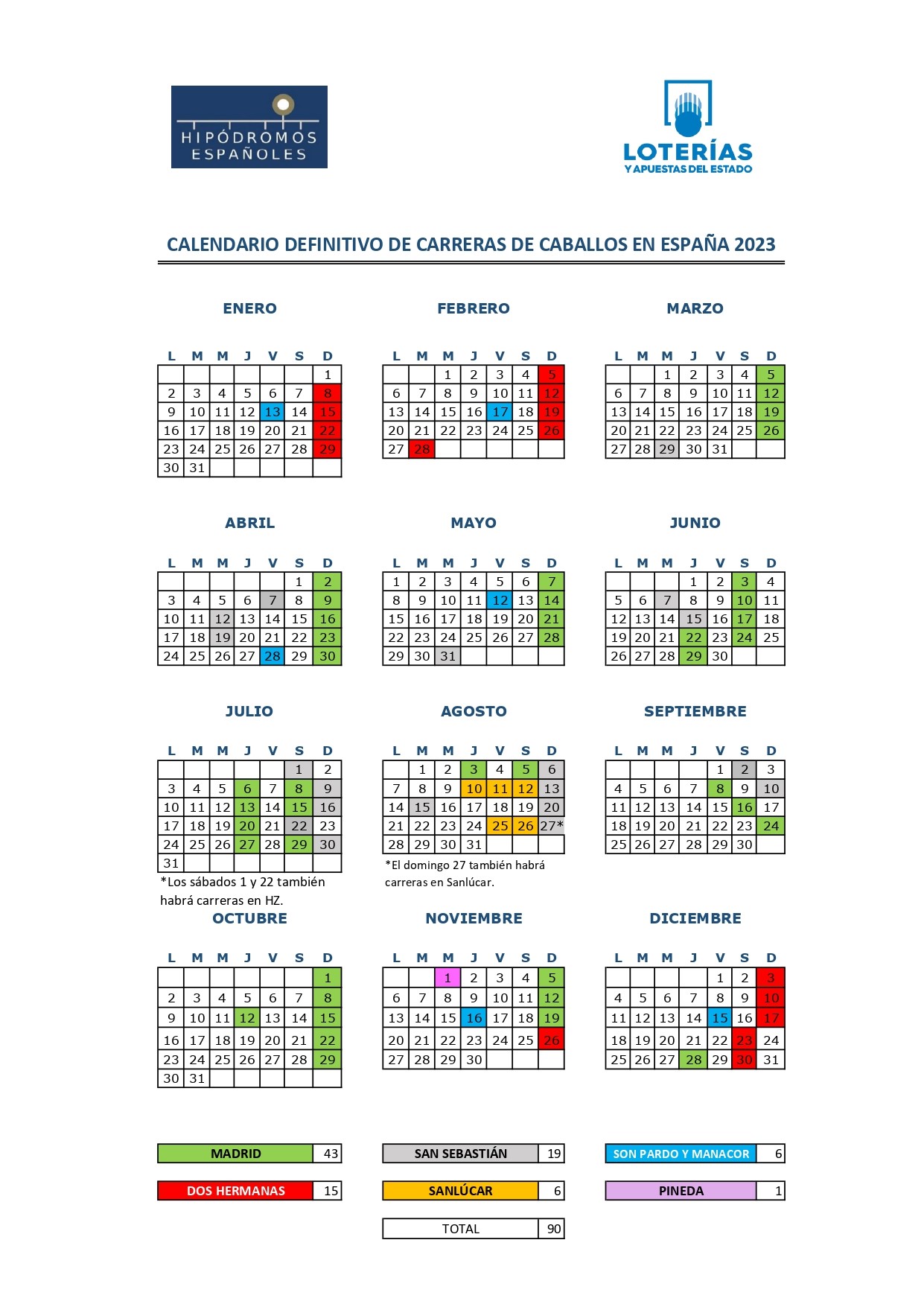 Calendario jornadas definitivo 2023